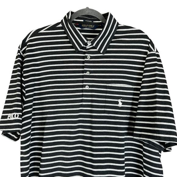 Polo Golf Ralph Lauren Shirt Men Sz XL Black White Striped Stretch Lisle Classic - Picture 3 of 8